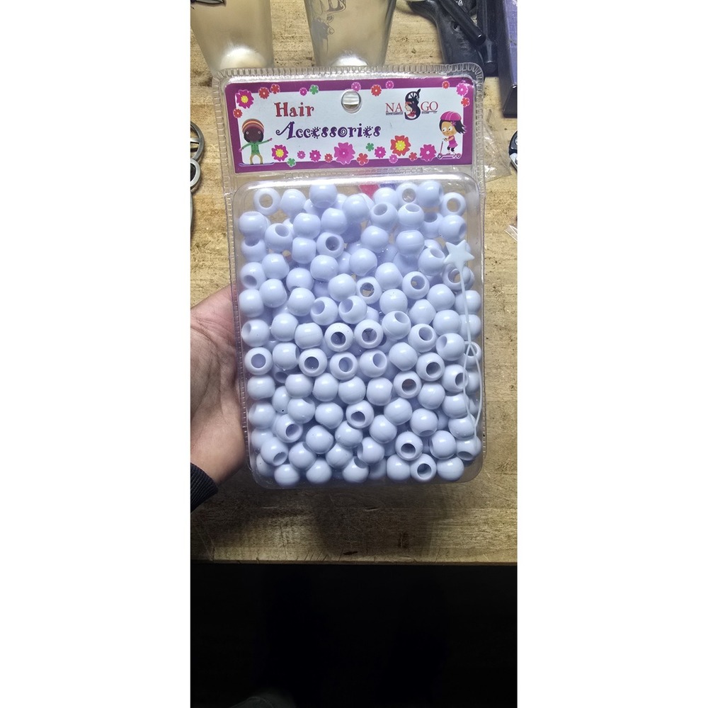 white pony hair beads